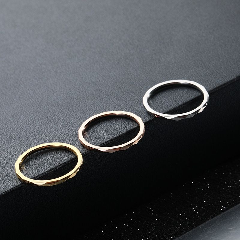 Straight stainless ring, extremely thin 2mm, niche design, geometric multifaceted couple, titanium steel jewelry for_voghion.com
