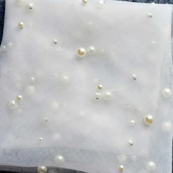 Gioielli per capelli, velo con 2 nodi, copri viso, perle, veli da sposa con perline, con pettine, bordo grezzo, lunghezza al gomito, accessori per matrimonio_voghion.com