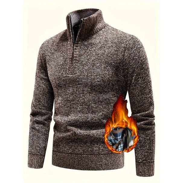 Autumn And Winter Men's Knitwear Fleece-Lined Thickened Stand Collar Half-Zip Pullover Sweater Jacket For Men_voghion.com
