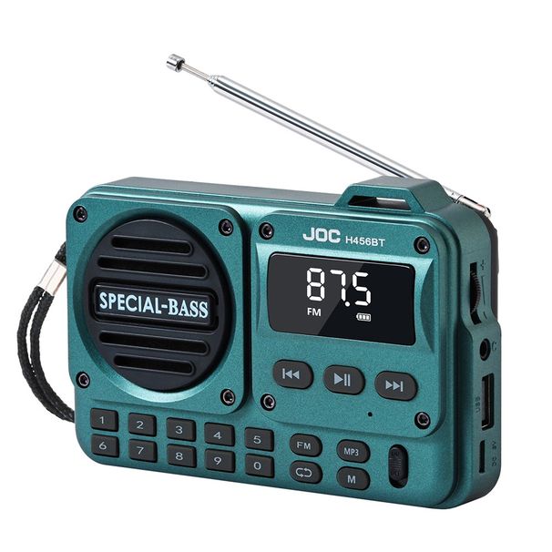 Caixa de som portátil sem fio Bluetooth com rádio, subwoofer externo, alto-falante compatível com cartão TF, USB, reprodução de FM_voghion.com