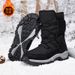 Cotton Shoes And Women, Fleece-Lined Warm Snow Winter Outdoor Hiking Boots, Thick-Soled High-Top Mountaineering Boots_voghion.com