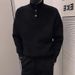 Men's Black Button-Up Turtleneck Sweater – Oversized Knit Pullover With High Neck (50% Wool Blend, Relaxed Fit, Thick Winter Thermal, M-3XL)_voghion.com