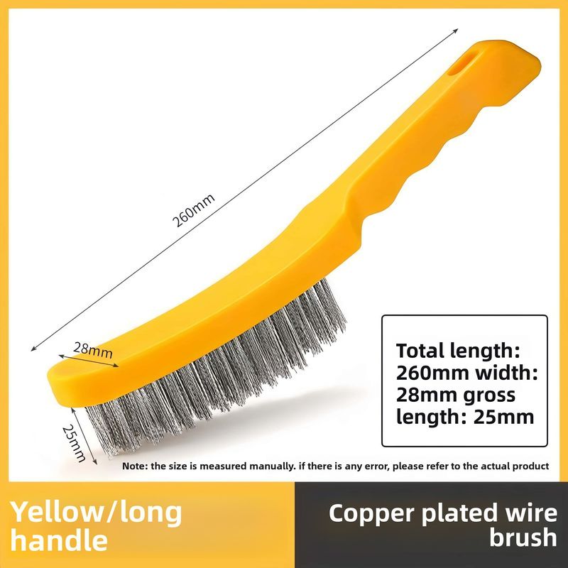 Stainless Steel Wire Copper Plated Rust Removal Gap Plastic BBQ Cleaning Brush_voghion.com