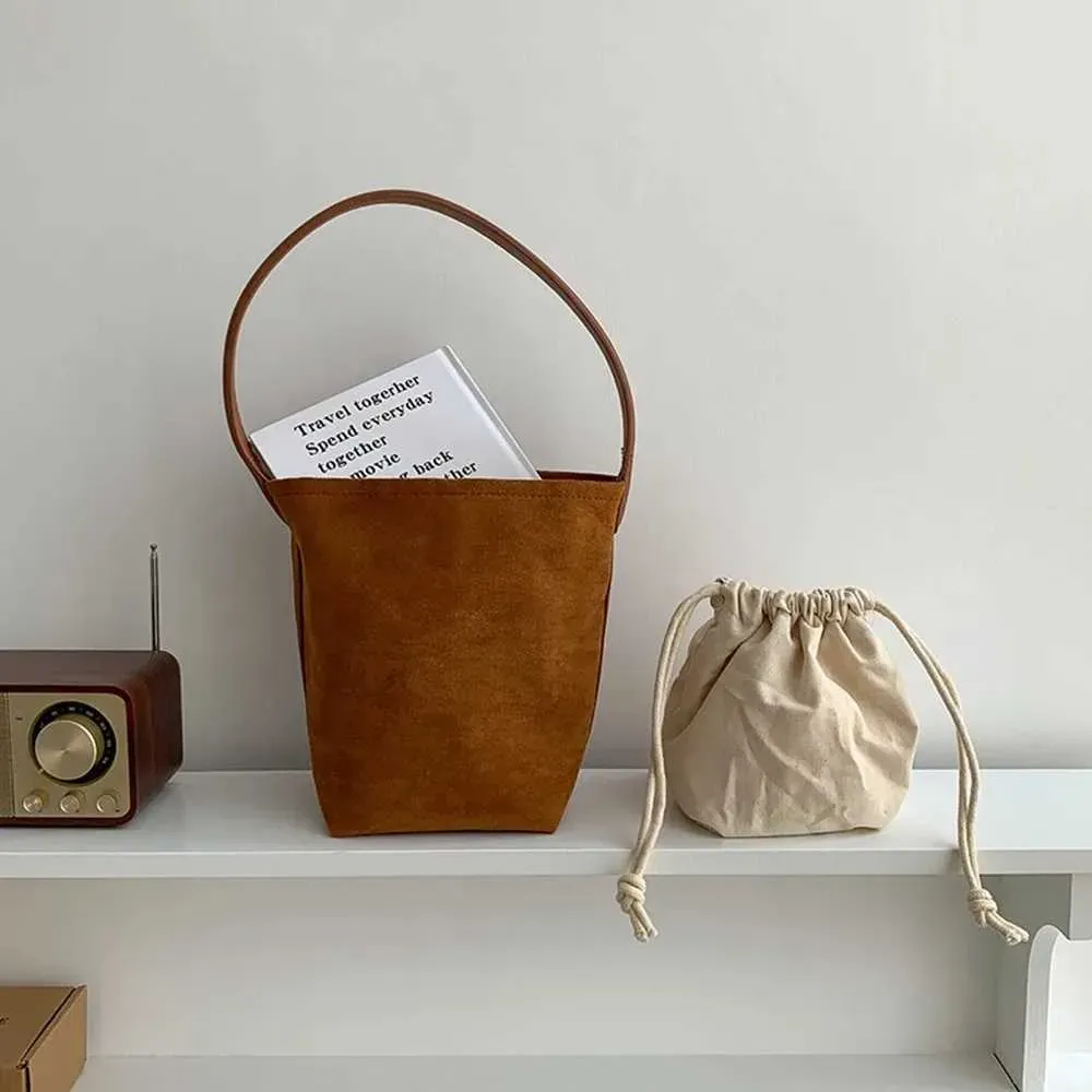 Designer-Tasche Retro Wildleder Eimer einfarbig Handtasche matt PU Leder Schulter koreanische Brieftasche Unterarmtasche für Mädchen_voghion.com