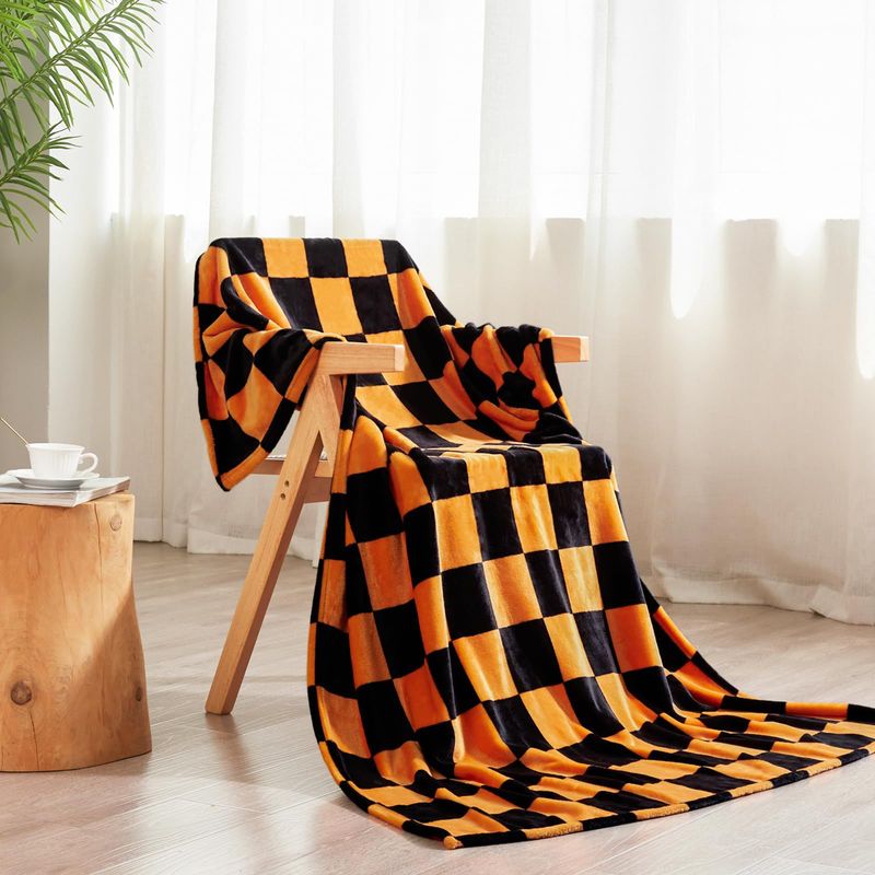 Coperta in flanella con motivo geometrico bohémien, morbida e confortevole, ideale come copriletto per la casa, regalo di compleanno o per le feste._voghion.com