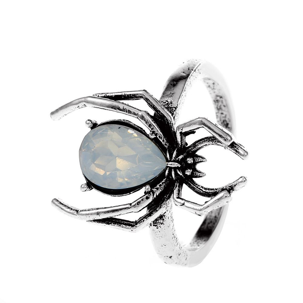 Nischendesign Halloween mit eingelegten Diamanten Offener Persönlichkeits-Spinnenring_voghion.com