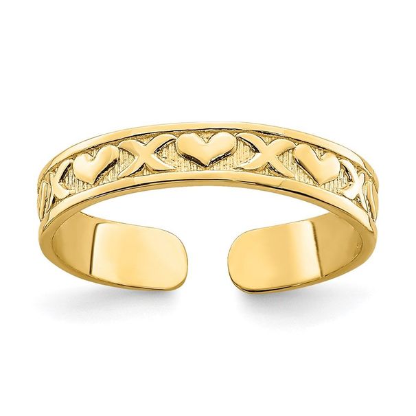 14K Small X And Hearts Adjustable Toe Ring_voghion.com