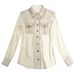 Women's Shirt Chain Gold Braided Tweed Jacket Splicing Top for Women_voghion.com