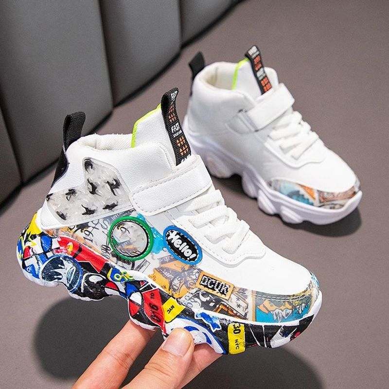 Odzież dziecięca Buty dla chłopców i dziewcząt 2024 dziecięce buty sportowe skórzane buty dla taty chłopcy i dziewczęta średnie i duże dziecięce buty do biegania w kamuflażu_voghion.com