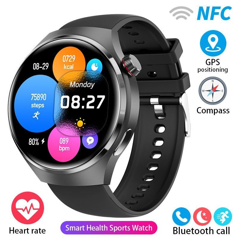 Cross Border Sports GT4PRO Smartwatch mit rundem Display, Bluetooth-Anruffunktion, wasserdicht, Sprachassistent_voghion.com