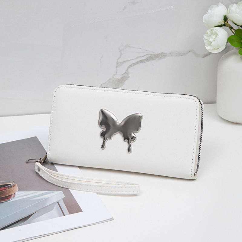 Petit portefeuille avec breloque papillon en métal – Jolie pochette en cuir PU pour femme (compacte et élégante, parfaite pour un usage quotidien)_voghion.com