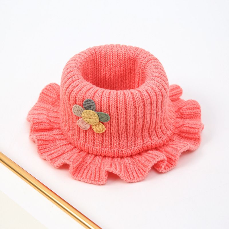 Autumn winter children's cute little flowers for boys and girls, warm neck covers, knitted yarn, baby scarves, Korean_voghion.com
