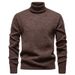 Herentrui met hoge hals en fleecevoering - Winterwarm gebreide trui, dik en zacht, stijlvolle effen kleur voor casual en kantoorkleding (M-3xl)_voghion.com