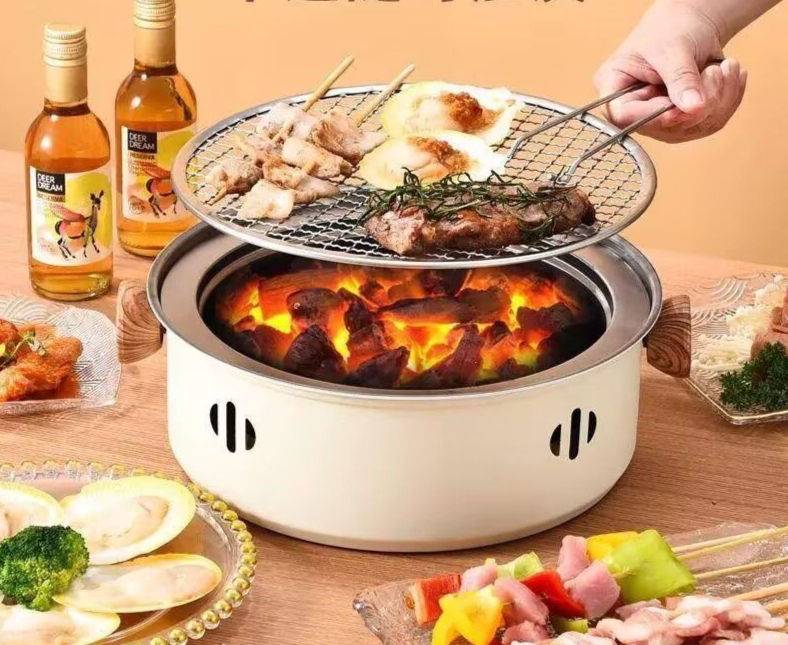 Outdoor Indoor Camping Home BBQ Meat Charcoal Grill Portable_voghion.com
