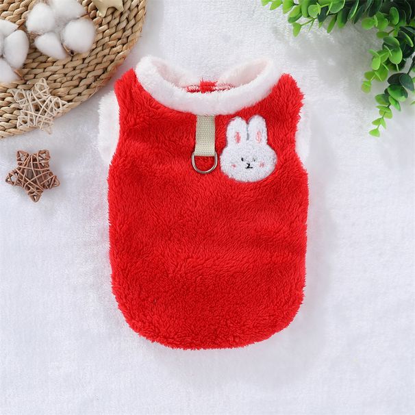 Autumn Winter Pet Cat Clothes Dog Double-Sided Fleece Thickened Warm Vest With Leash Clip Anti-Shedding For Small And_voghion.com