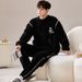 Coral sleepwear winter 2023 new long sleeved thick flannel men's home suit set_voghion.com