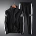 Herren-Set aus Jacke mit Stehkragen und lockerer Hose im koreanischen Stil – atmungsaktive Baumwolle (M-5XL, Schwarz/Grau/Weiß)_voghion.com