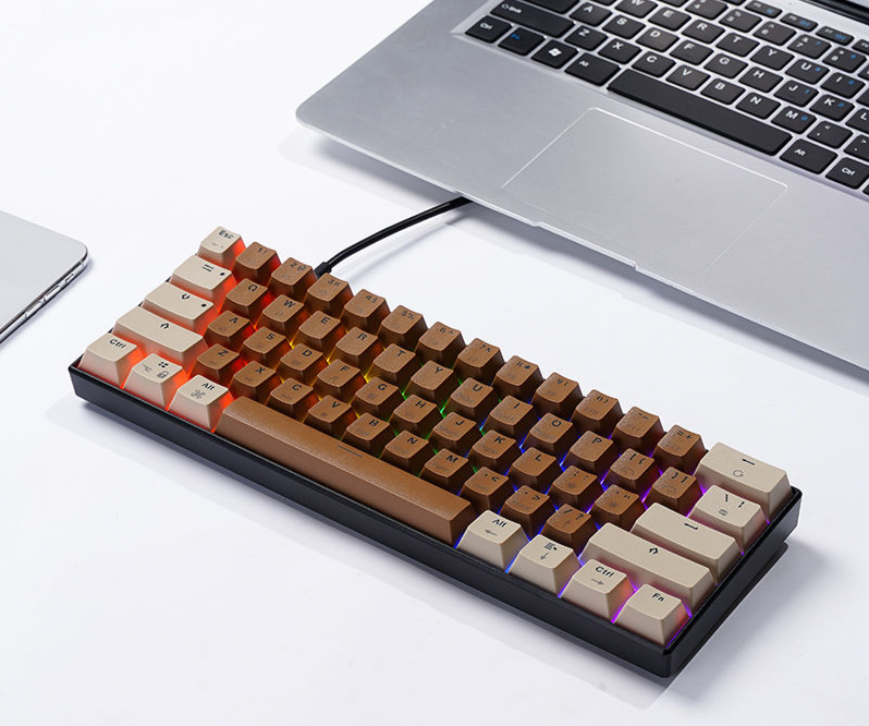 Mechanical Keyboard 61 Keys Small Tea Red Axis Mini Portable Computer Notebook Home Typing Office Luminous_voghion.com