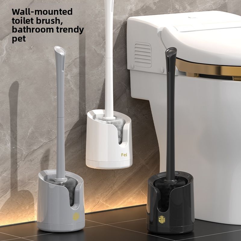 Household For Hard-to-Reach Areas, Long-Handled Bathroom Wall-Mounted Brush, Wall-Type Toilet Cleaning Brush Magic Tool_voghion.com