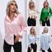 Camisa Ding de color con estampado de leopardo para mujer, camisa de manga larga de seda sintética satinada para mujer_voghion.com