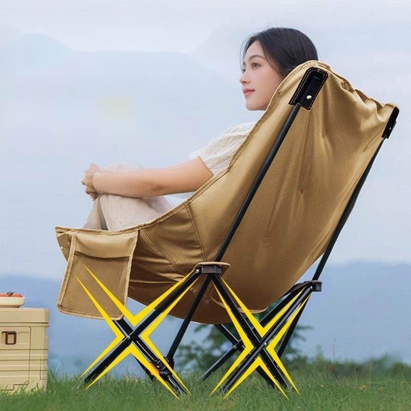 Padded Thickened Four-Position Adjustable Portable Moon Chair Office Nap Camping Seat Recliner Folding Bed_voghion.com