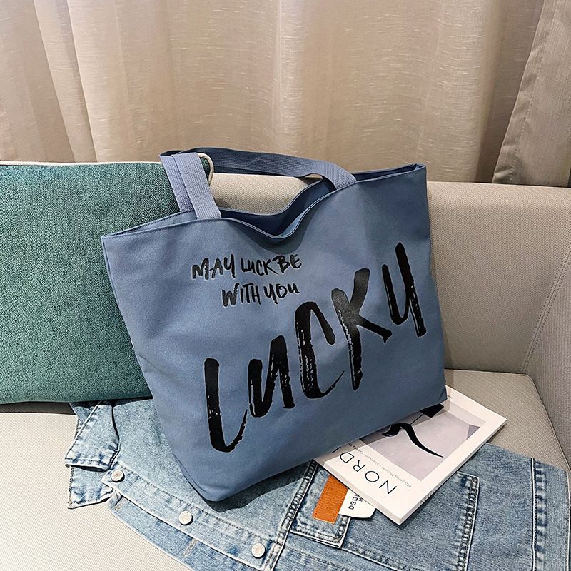 Damväska i kanvas med stor kapacitet, axelväska för studenter, shoppingväska för kvinnor_voghion.com