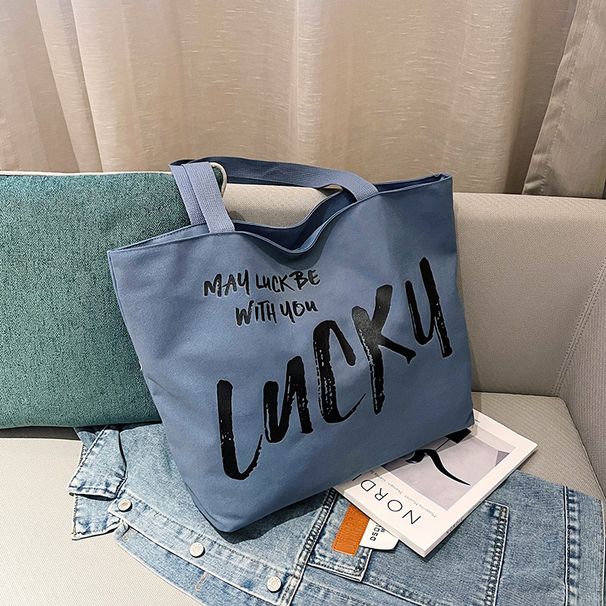 Damväska i kanvas med stor kapacitet, axelväska för studenter, shoppingväska för kvinnor_voghion.com