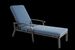 Chaise longue de patio avec coussin en coton, inclinable, réglable et antirouille, en aluminium, pour piscine, coussin bleu imperméable (1 pièce)_voghion.com