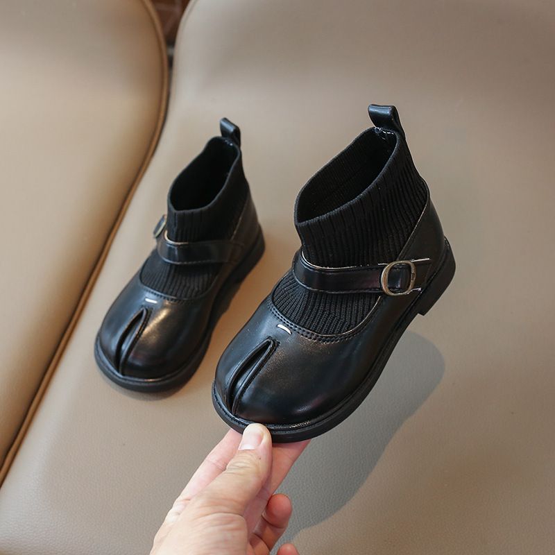 Children's 2025 Autumn New British Style Sock Fashion Kids Casual Leather Girls' Short Boots_voghion.com