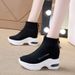 Women's Chunky Sole Platform Sneakers - Breathable High-Top Lace-Up Shoes With Back Zipper For Casual & Sporty Style_voghion.com