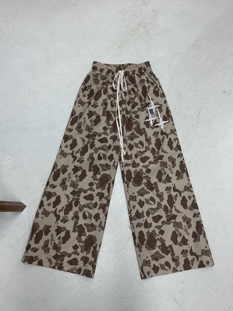Women's Clothing Loose Camouflage Casual Pants Hot Girl Hip Hop Drawstring Elastic Waist Slim Personality Straight Trousers For Women_voghion.com