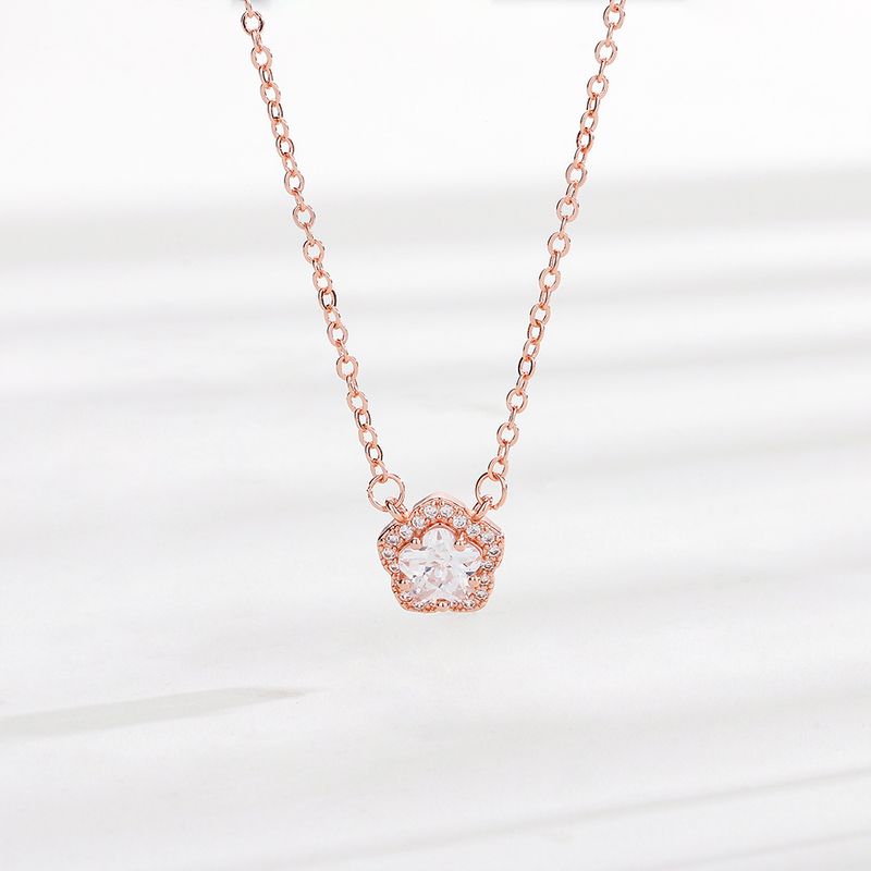Ogrlica Sier Rose VENUS Color Circon Flower za ženske, dekle, darilo za zabavo, sladki eleganten dodatki, nakit_voghion.com