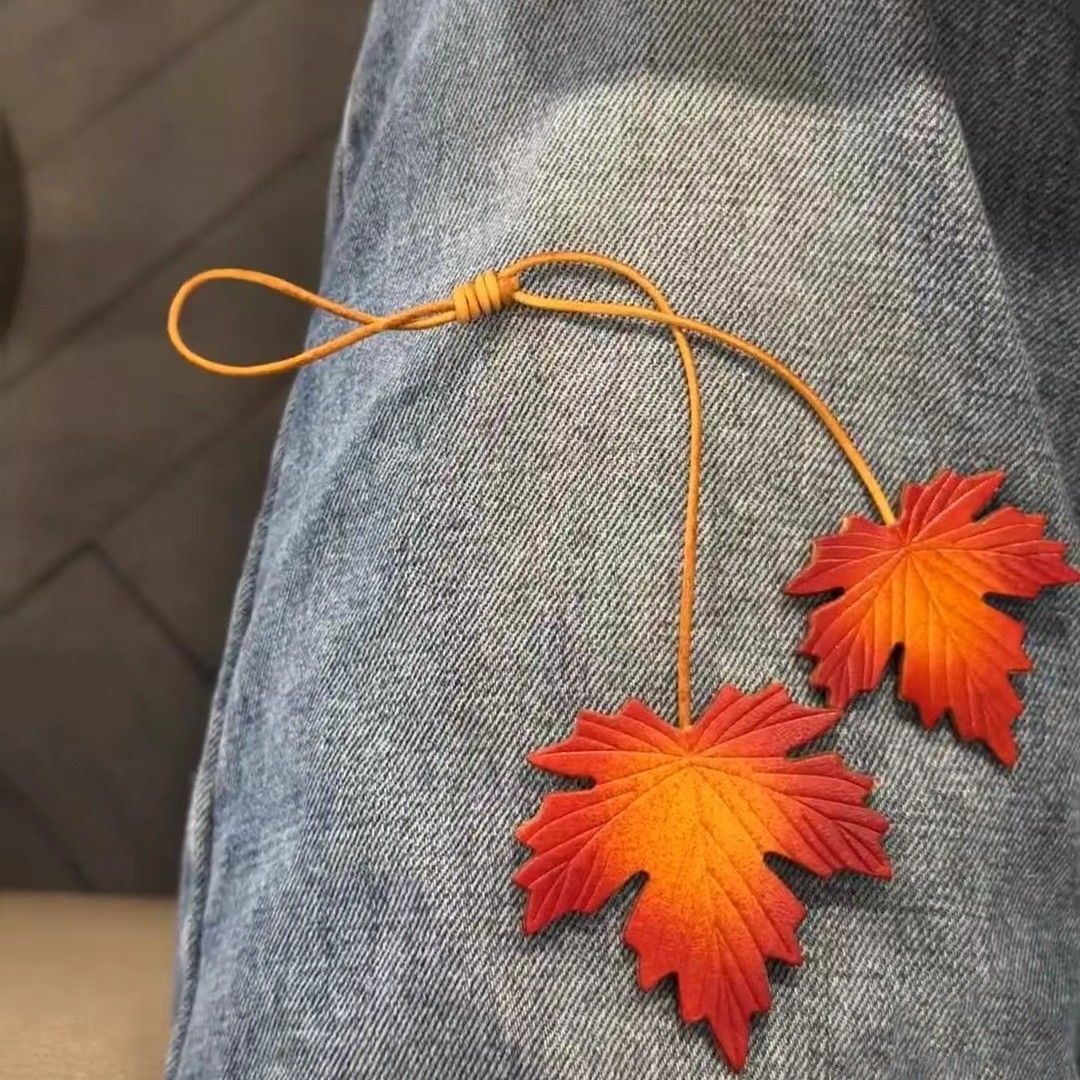 Zaino con foglia di ginkgo sfumata autunnale e invernale, personalità creativa infantile, moda, ciondolo per auto con chiave squisita_voghion.com