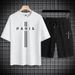 Summer Cotton Cross Print Short Sleeve + Shorts Loose Fit Sports Breathable Two-Piece Set Men's Clothing_voghion.com