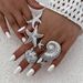 SHEIN Anello aperto a conchiglia di stella marina in stile oceano, set da 6 pezzi, stella a forma di conchiglia_voghion.com