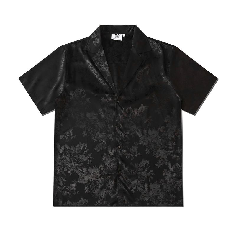 [Botanica] Unisex Floral Lapel Shirt - Breathable Short Sleeve | Matching Couple Top_voghion.com