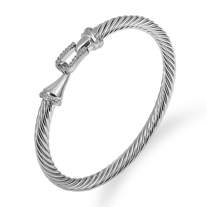 Titanium steel twisted wire gold open bracelet stainless steel brick bracelet, cable wire rope bracelet_voghion.com
