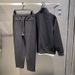Man's clothing Knit jacquard ribbon splicing sportswear suit men's handsome stylish zip-up sweatpants_voghion.com