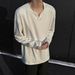 boy Boy Autumn Winter De Velvet V-Neck Sweatshirt Warm Inner Layer Base Shirt Long Sleeve T-Shirt Top Trendy Men's Cool Fashion_voghion.com