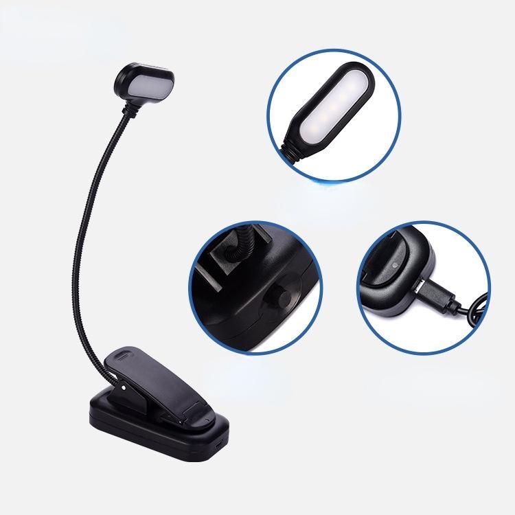 1 Pcs LED Dimming Hose Small Table Lamp Mini Book Clip Lamp USB Charging Eye Protection Reading Lamp_voghion.com