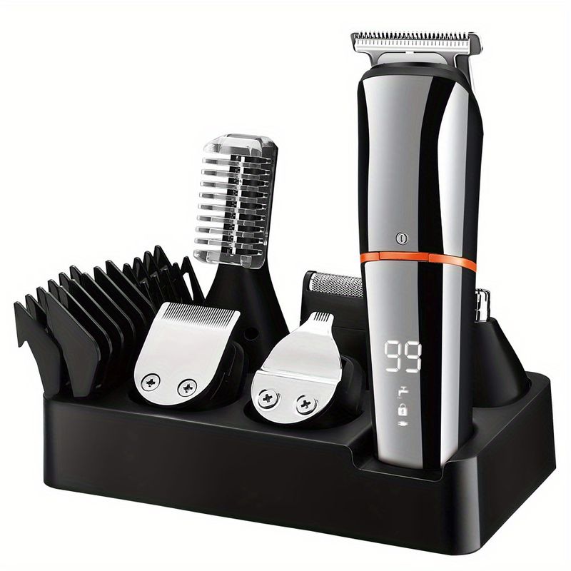 Multifunctionele tondeuse met LCD-scherm - 6-in-1 elektrische verzorgingsset voor mannen - Perfect cadeau voor Vaderdag_voghion.com