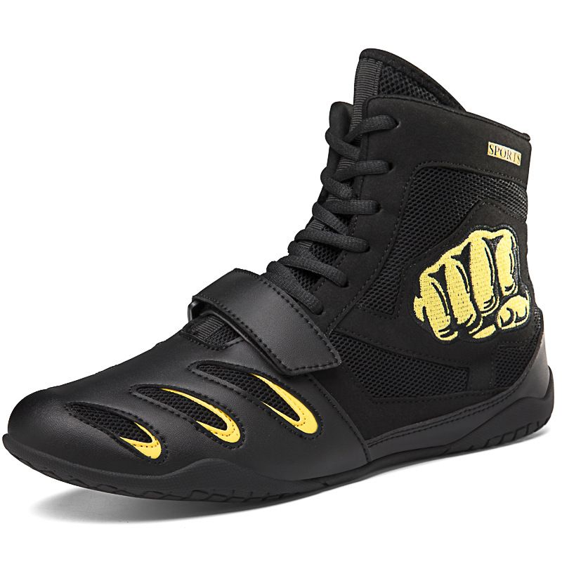 Professional boxing men's Sanda high top wrestling competition training shoes, fitness Muay Thai fighting shoes for men_voghion.com
