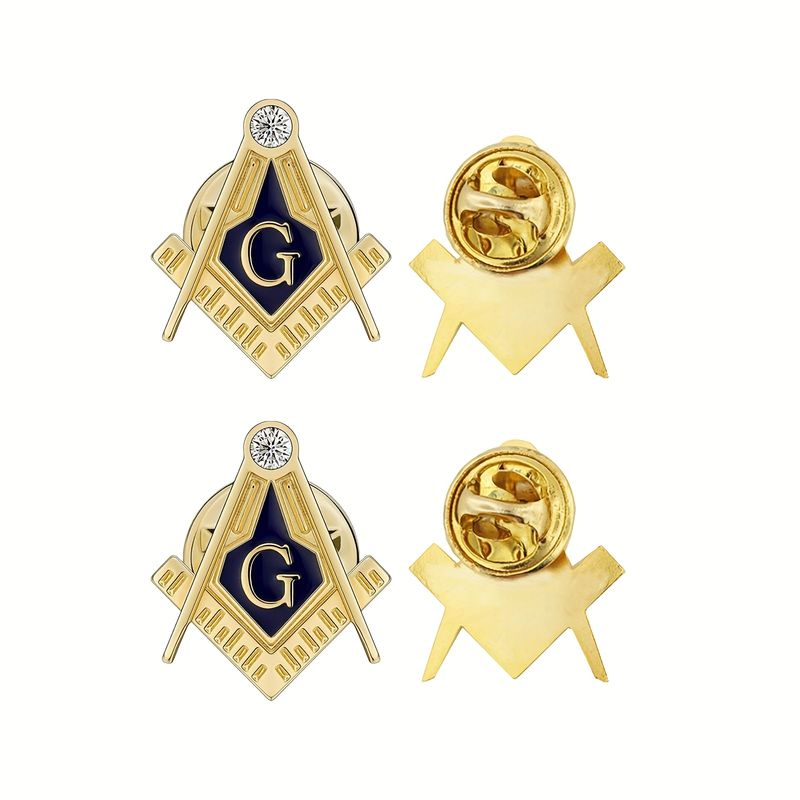 Masonic Lapel Pins For Men - 2PCS Freemason G Letter Zinc Alloy Brooch Set, Classic Masonic Pin Badge For Suit, Elegant Freemason Accessories_voghion.com