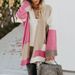 Women's large size loose geometric color matching sweater cardigan_voghion.com