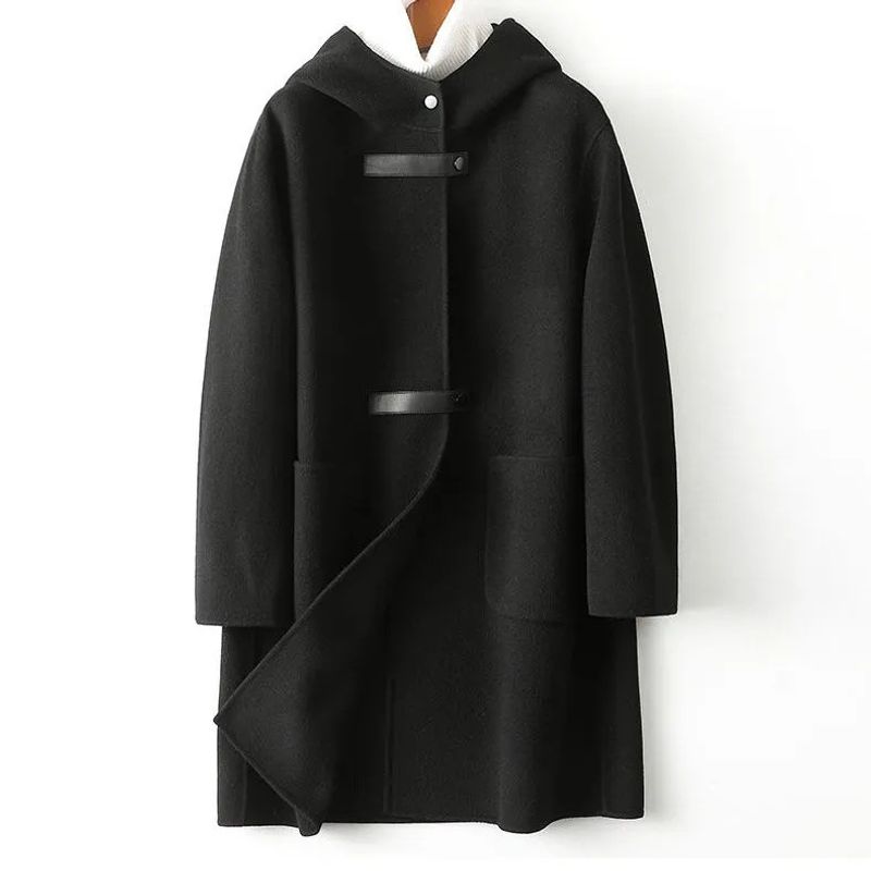 Damenbekleidung: Neuer Wollmantel für Damen mit großen Taschen, lockerer und modischer doppelseitiger Wollmantel-Trend mit Kapuze_voghion.com