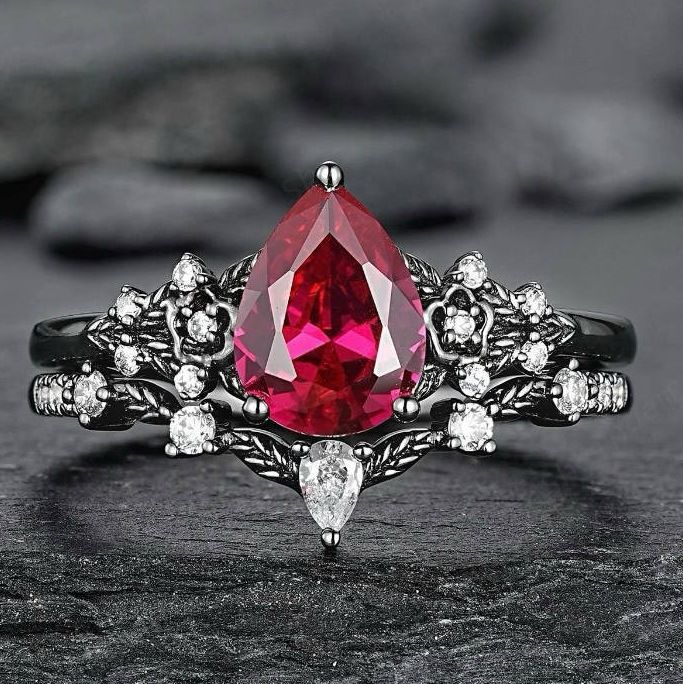 Anello da donna di lusso di alta gamma Sanjie Creative Set con fiore, zircone rosso impilato e luce personalizzata_voghion.com