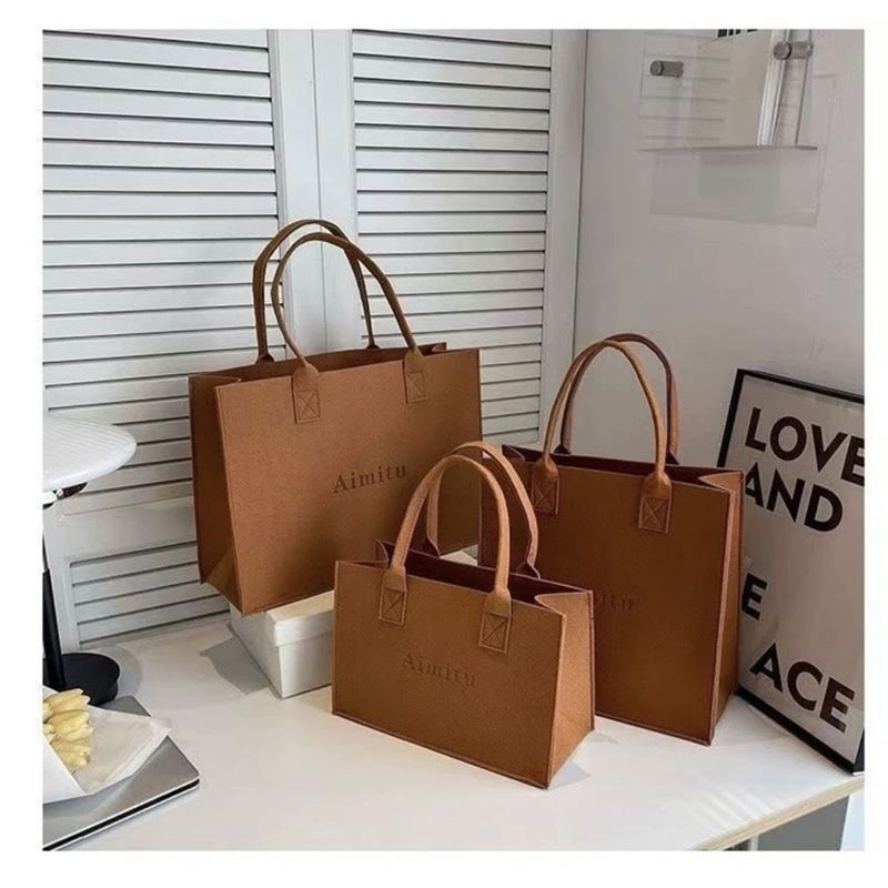 Nuova borsa a mano in feltro aperta da donna, borsa regalo tote grande e spessa, può essere utilizzata come borsa per la spesa_voghion.com