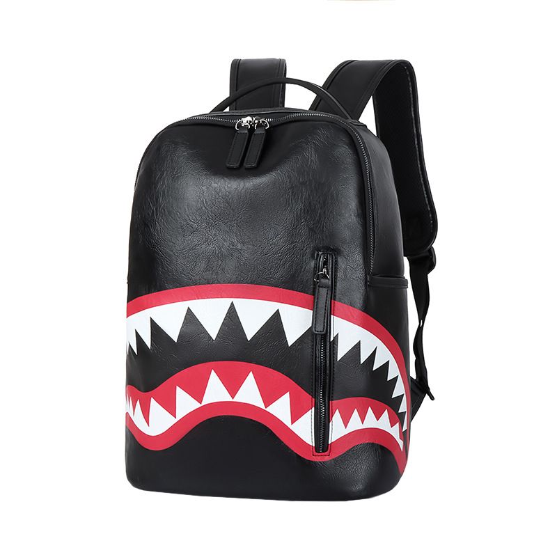 P7 Cross-border Men's Backpack Travel Bag Fashion Plaid Backpack Student Schoolbag Large Capacity Street Trend Shark Bag_voghion.com