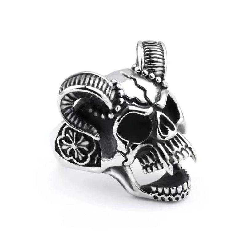 Men's Skull Personality Trendy Exaggerated Adjustable Open Ring_voghion.com