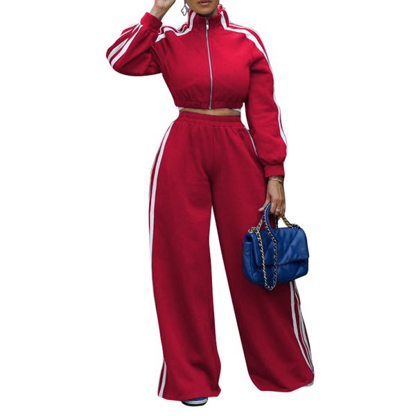 Streetwise Stripe Zip-Up Jacket & Jogger Set - Edgy Athleisure For Urban Explorers (S-XXL, Grey/Black/Red/Blue)_voghion.com